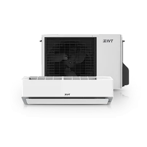 Produktbild på IVT Aero 600 luftvärmepump med både utedel och innedel placerade framför varandra.